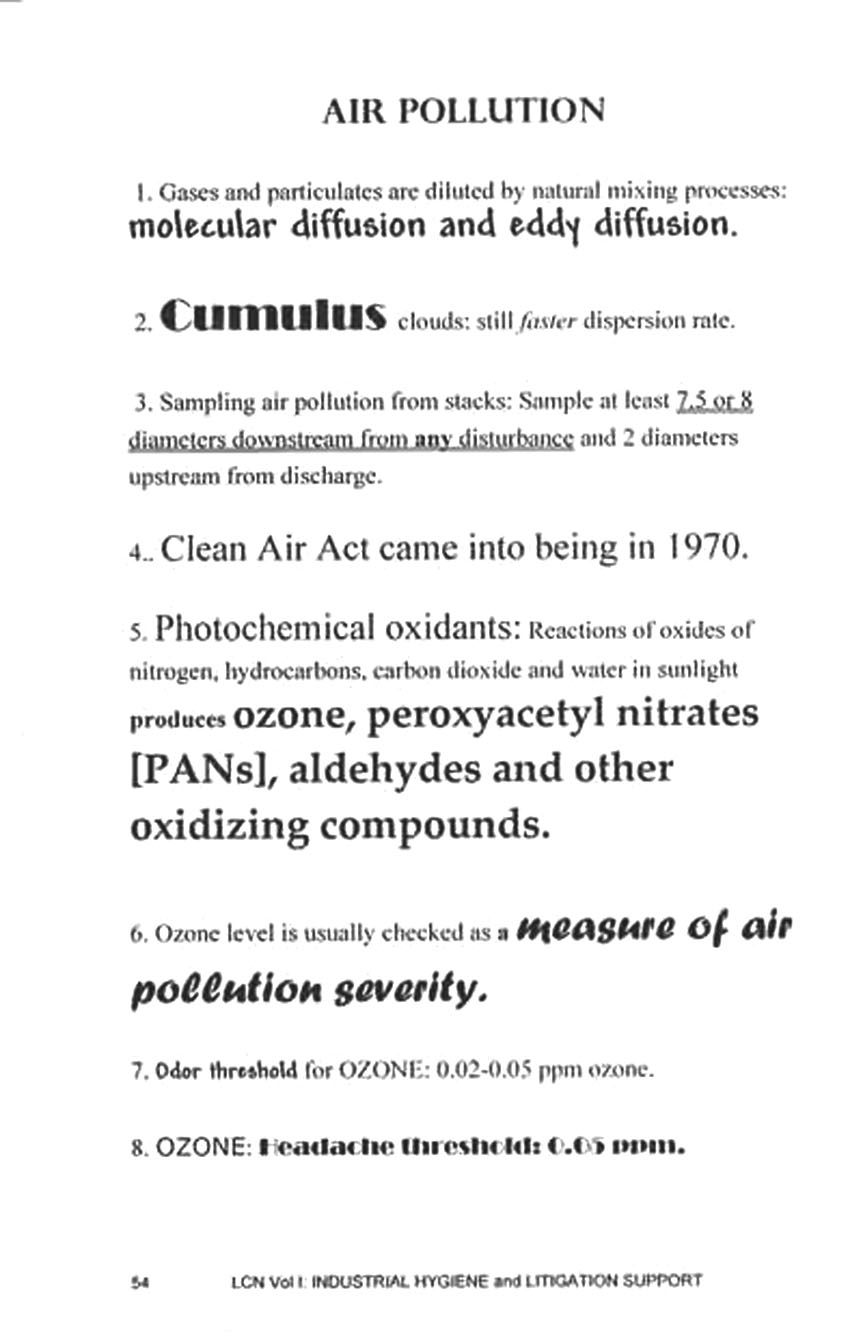 Page from Legis Concise Notes: Air Pollution