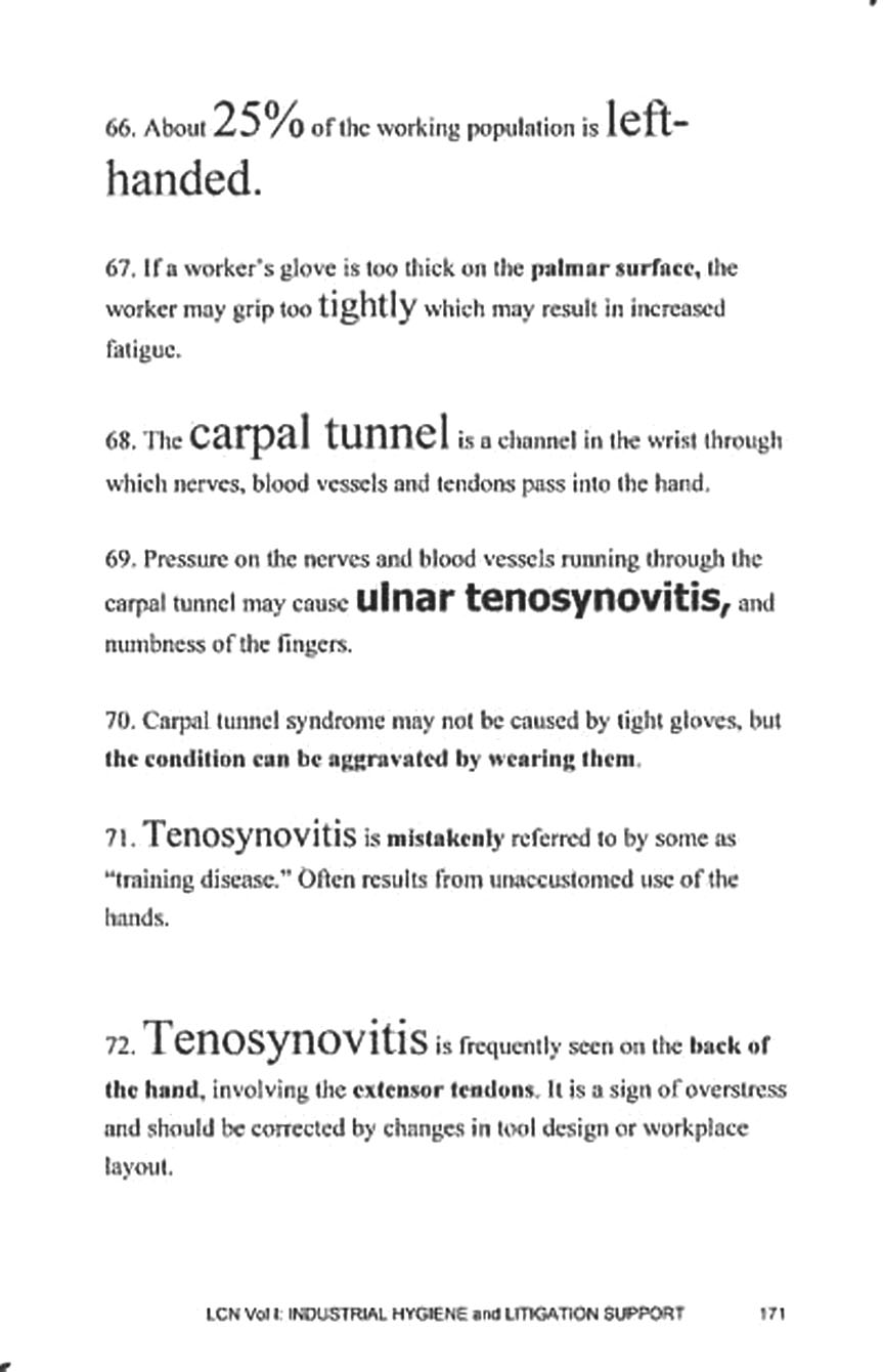 Ergonomics page from Legis Concise Notes.