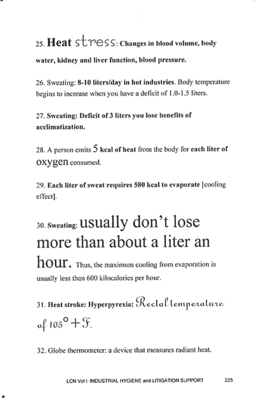 Heat Stress page from Legis Concise Notes.