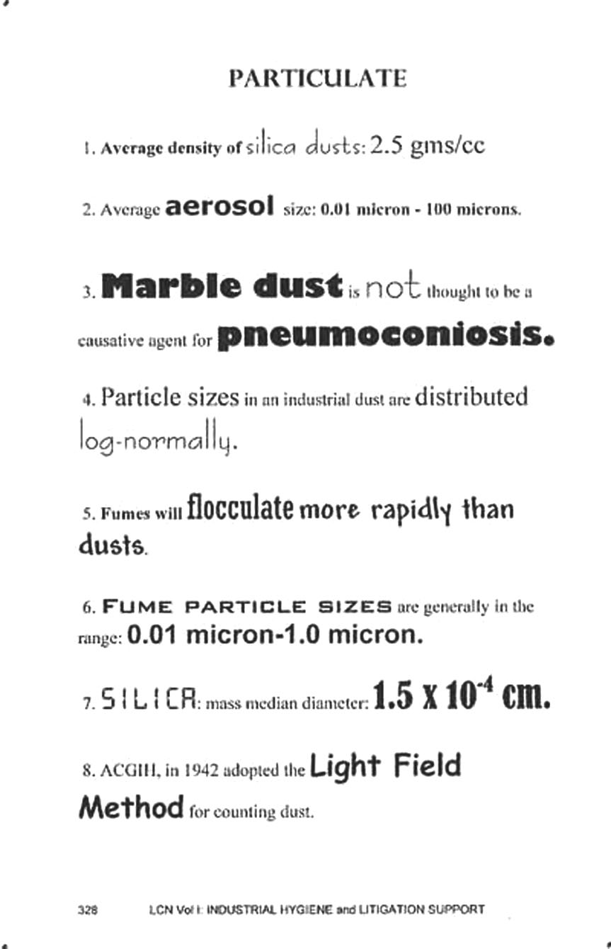 particulates, Legis Concise Notes