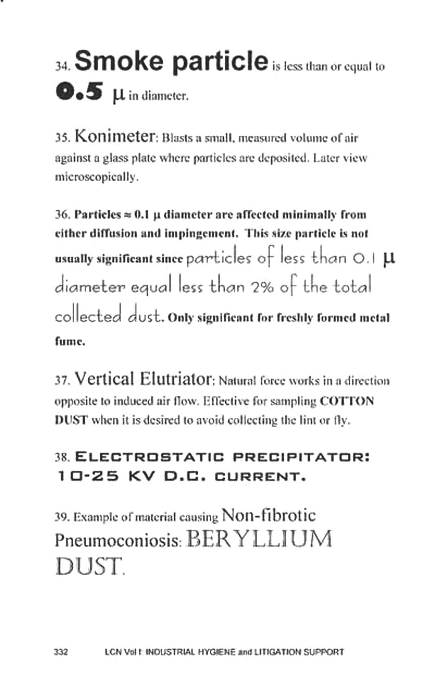 Particle, smoke, konimeter, Legis Concise Notes